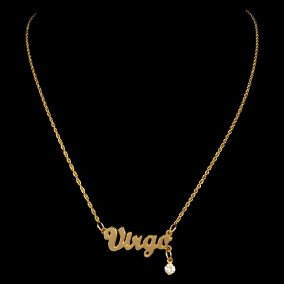 Vintage AVON SP Gold Tone Virgo Pendant with Rhinestone Charm Necklace - Picture 1 of 8